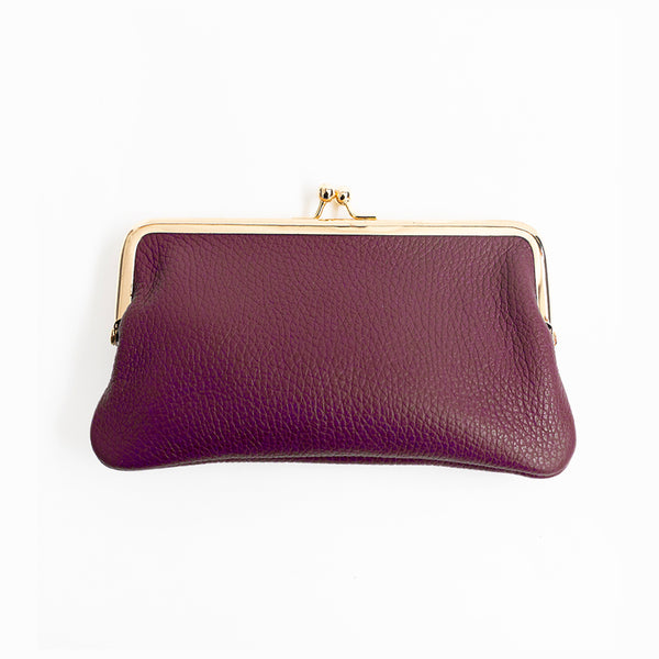SMALL GLASSES CASE - Plum Leather