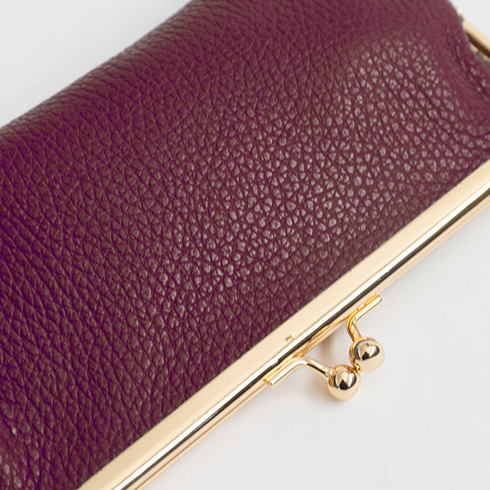 SMALL GLASSES CASE - Plum Leather