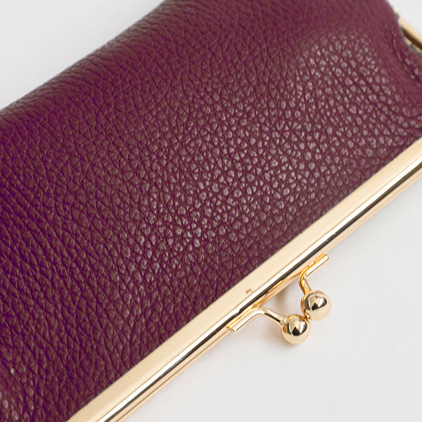 SMALL GLASSES CASE - Plum Leather