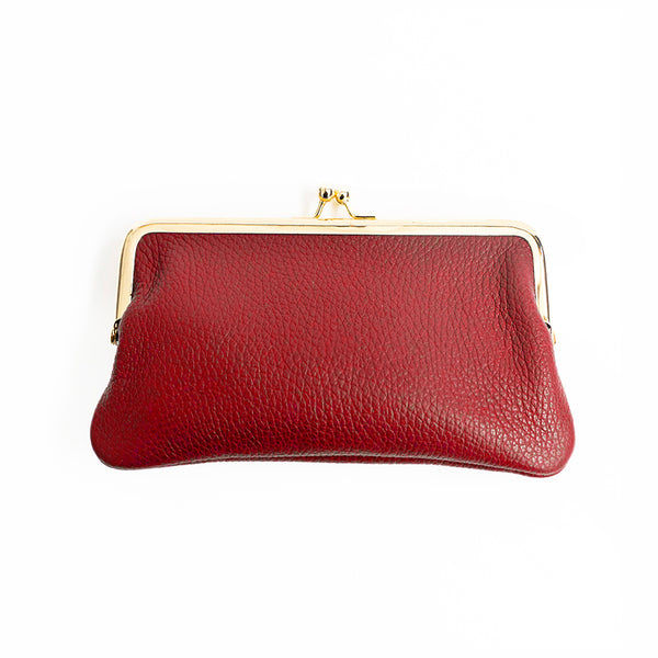 SMALL GLASSES CASE - Red leather