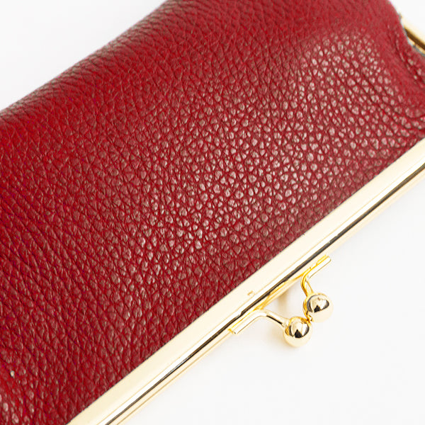 SMALL GLASSES CASE - Red leather