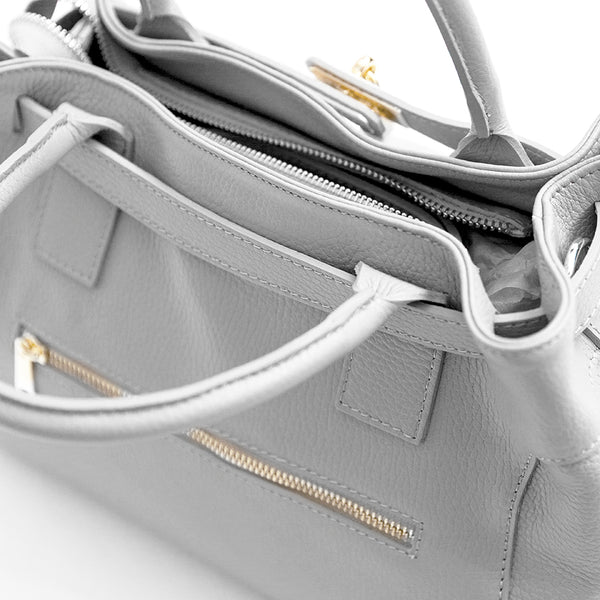 NELLY - White Leather Bag with Lock
