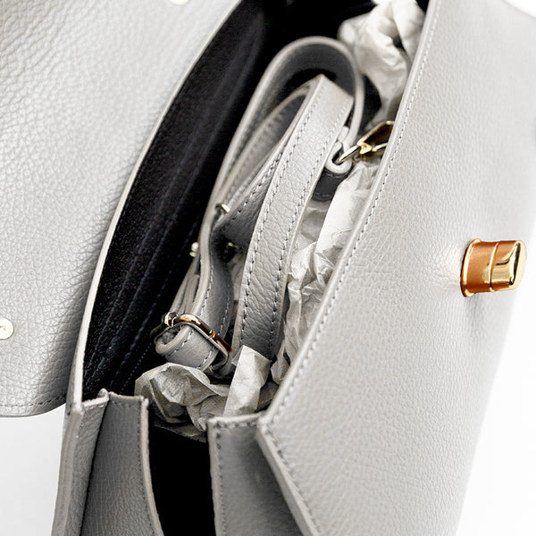 SUSAN - Borsa a bauletto in pelle latte