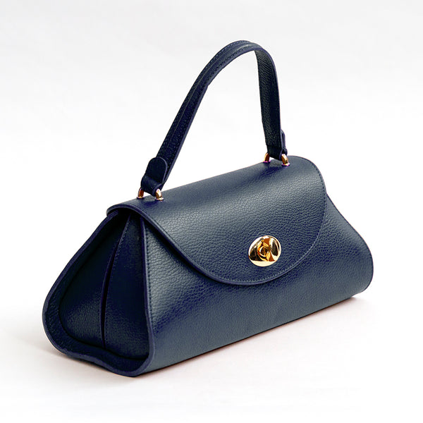 SUSAN - Borsa a bauletto in pelle blu notte