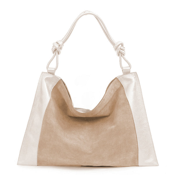 MARPHY - Maxi sacca in pelle e camoscio taupe