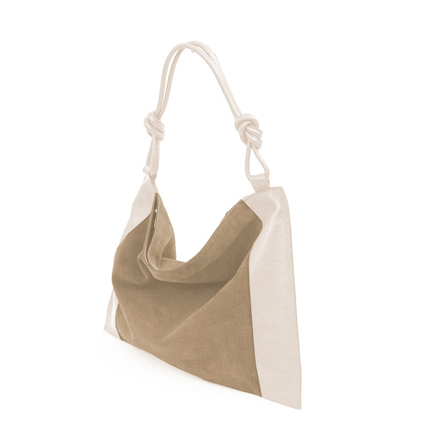 MURPHY SMALL - taupe leather and suede bag