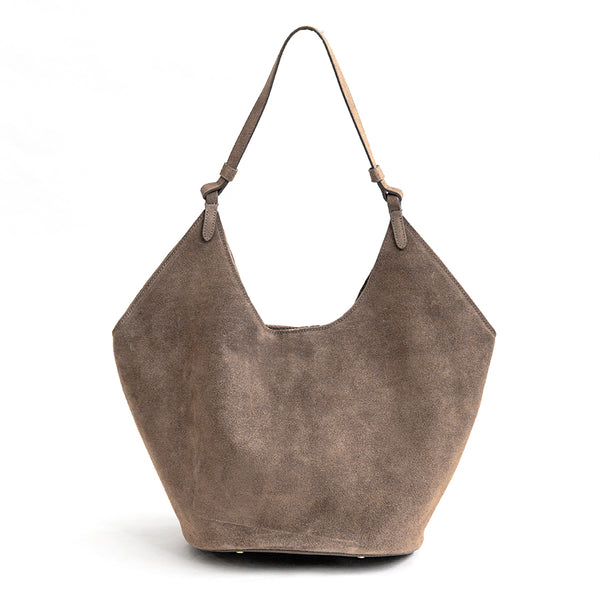NAOMI - Maxi suede bag in taupe