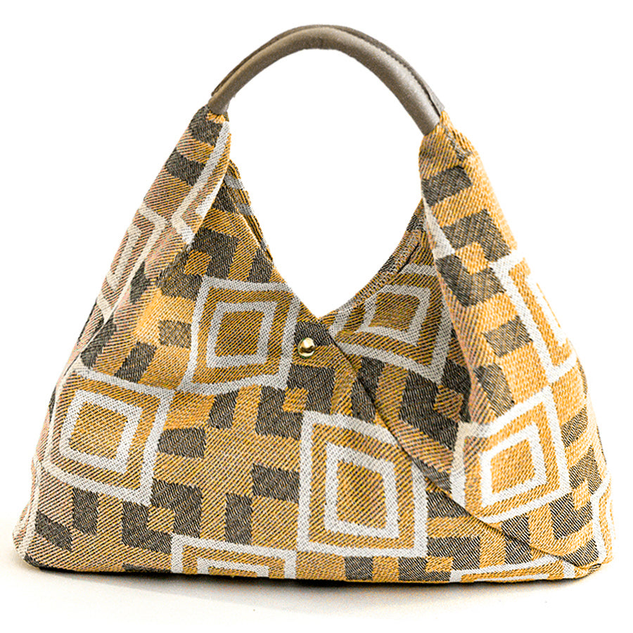 FANTASY BIG - Sacca maxi in tessuto stampato giallo