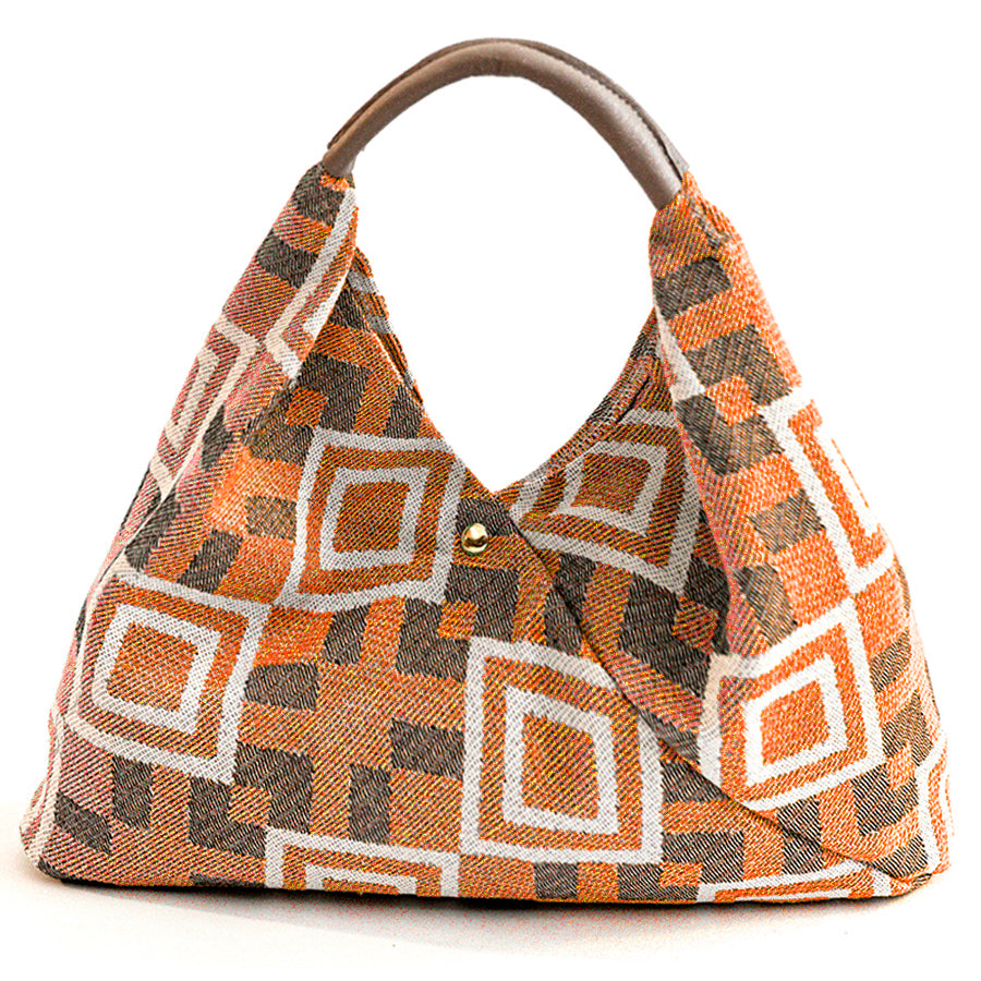 FANTASY BIG - Large bag in printed orange fabric