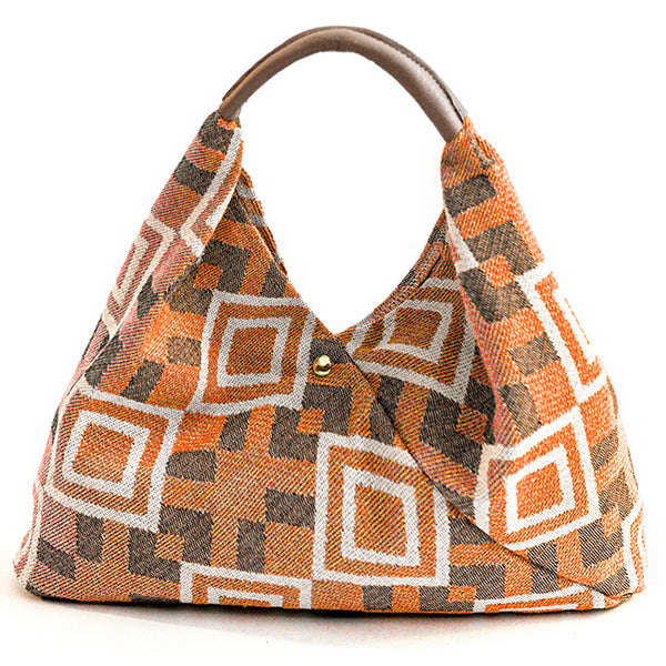 FANTASY BIG - Large bag in printed orange fabric