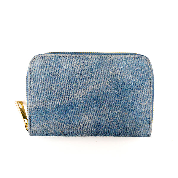 Medium Suede Wallet with Denim Print