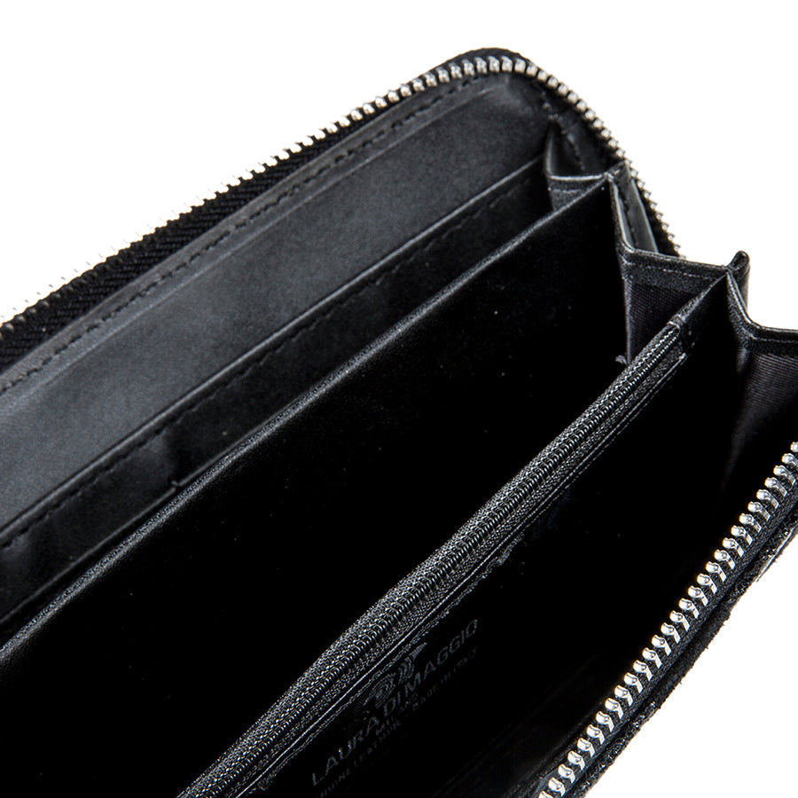 LARGE SILVER PRINTED LEATHER WALLET