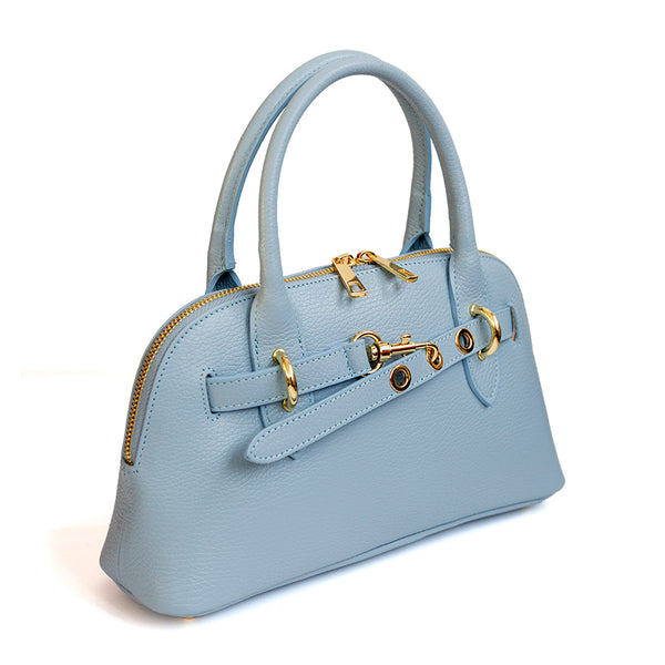 NORA SMALL - Bauletto in pelle con fibbia azzurro