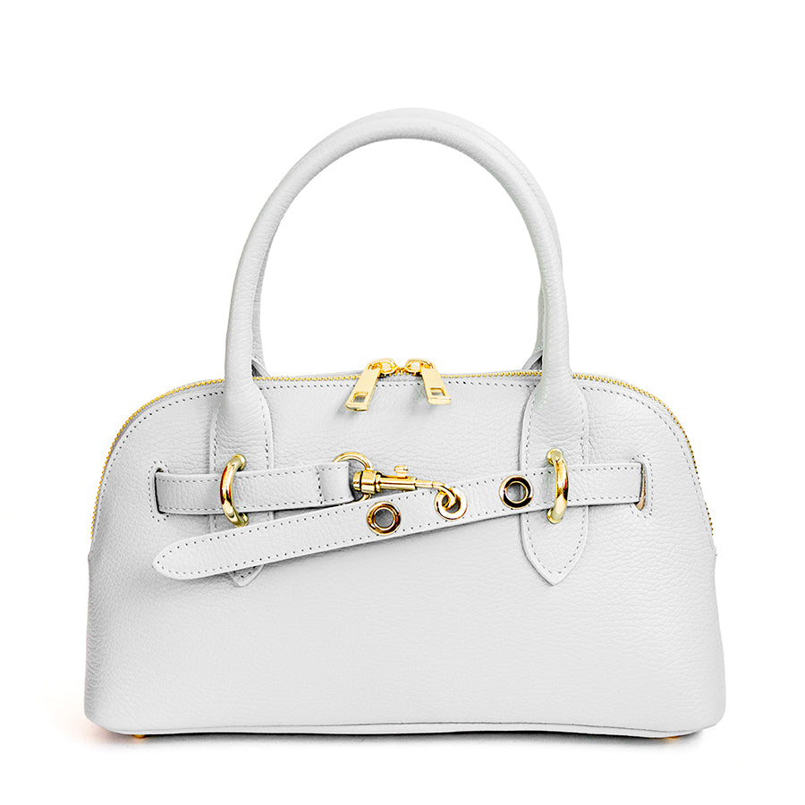 NORA SMALL - Small leather bag with white buckle