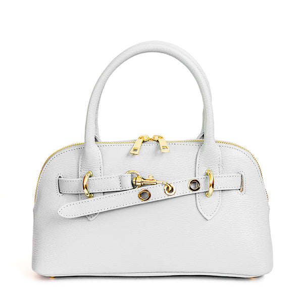 NORA SMALL - Bauletto in pelle con fibbia bianco