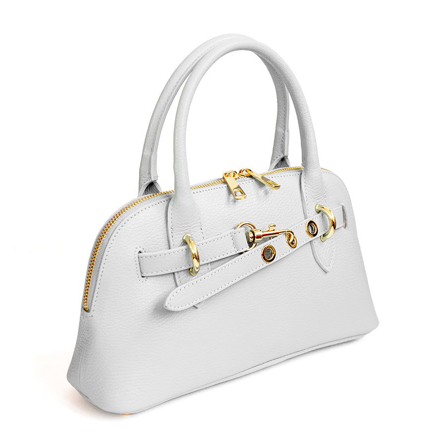 NORA SMALL - Piccola borsa in pelle con fibbia bianca