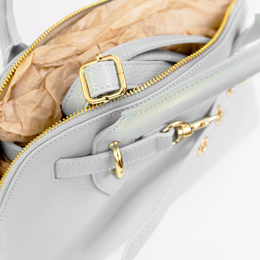 NORA SMALL - Piccola borsa in pelle con fibbia bianca