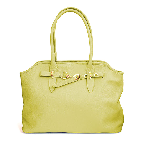 NORA - Shopping bag with lemon leather buckle