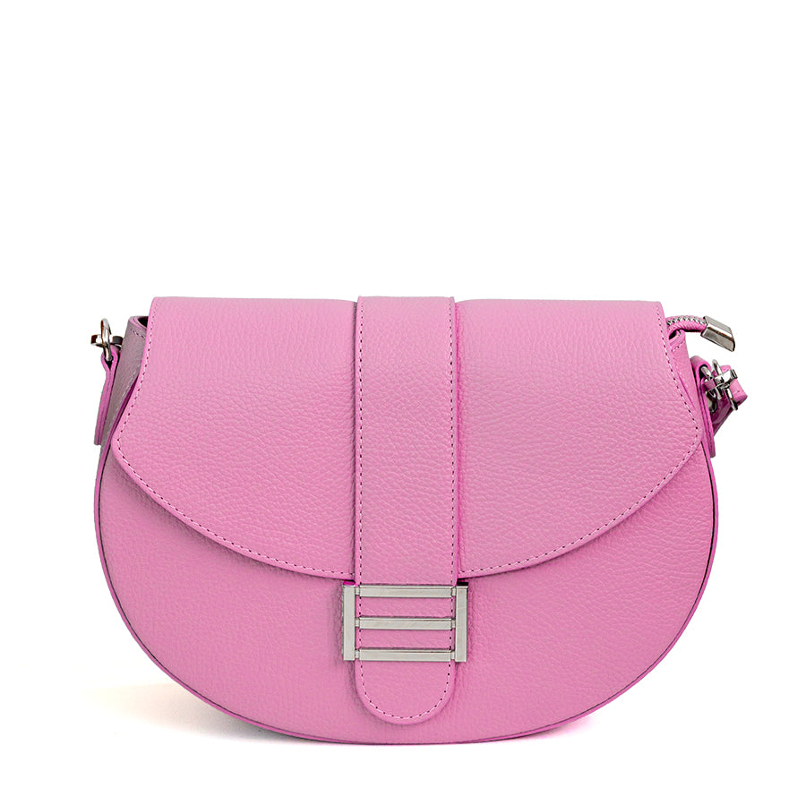 MOON - Half-moon handbag in Barbie leather