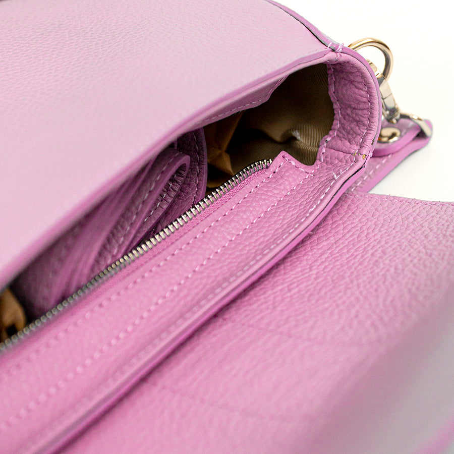 MOON - Half-moon handbag in Barbie leather