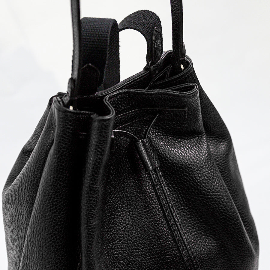YORK - Black Leather Backpack / Bag