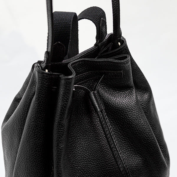 YORK - Black Leather Backpack / Bag