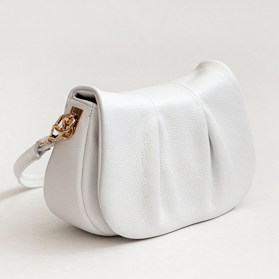 CLELIA - White Leather Shoulder Bag