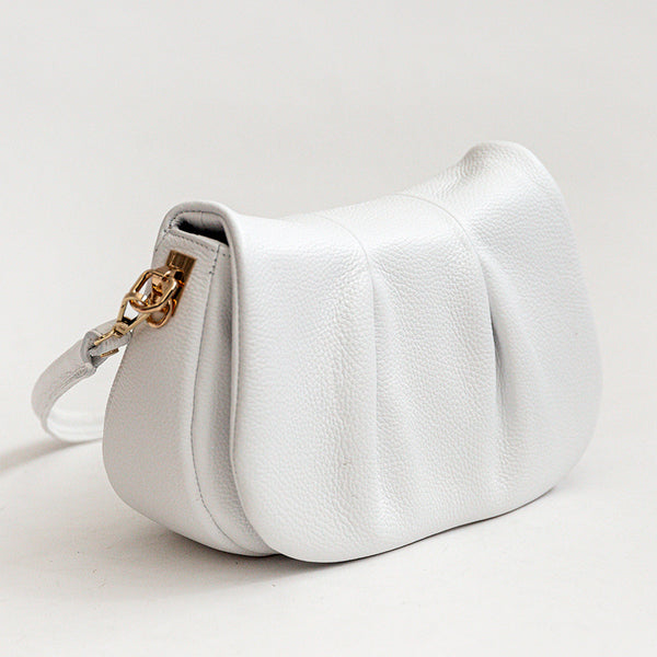 CLELIA - White Leather Shoulder Bag