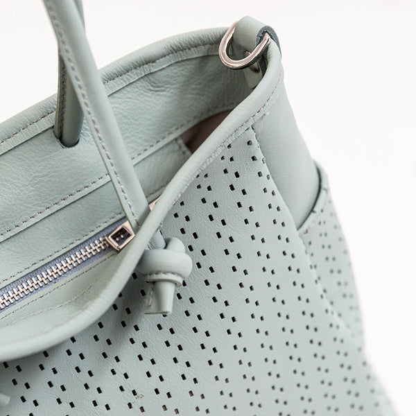 ZELIA TOTE - Mint Perforated Nappa Leather Bag