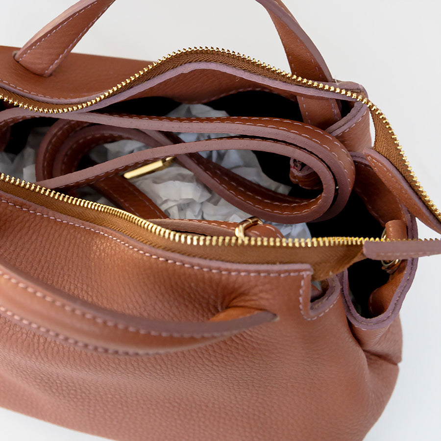 EMMA - Burnt leather handbag