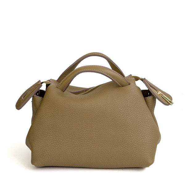 EMMA - Bauletto in pelle khaki