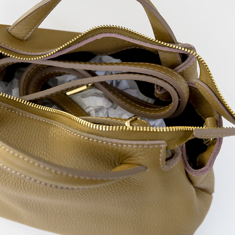 EMMA - Khaki Leather Bag