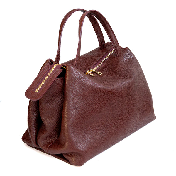 EMMA BIG - Bauletto in pelle dollaro bordeaux
