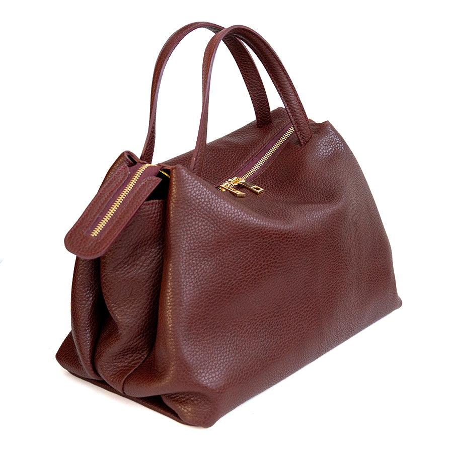 EMMA BIG - Bordeaux Leather Handbag