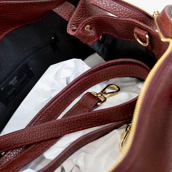 EMMA BIG - Bauletto in pelle dollaro bordeaux