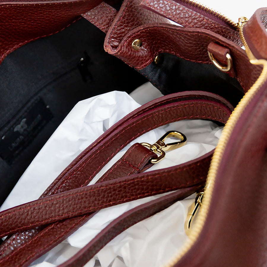 EMMA BIG - Bordeaux Leather Handbag
