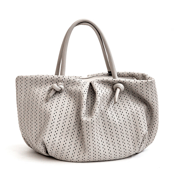 ZELIA - Soft handbag in perforated nappa leather latte