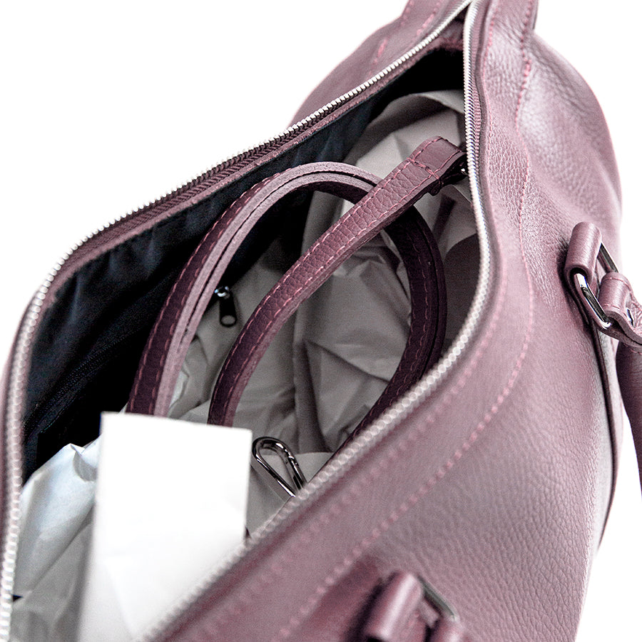 TRAVEL – Borsone in pelle rosa malva