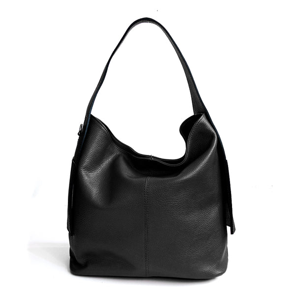 OTTA - Black Leather Bag with Pockets