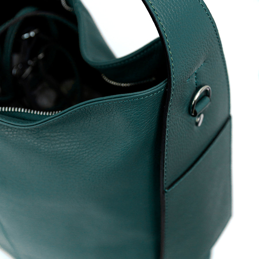 OTTA - Sacca con tasche in pelle petrolio