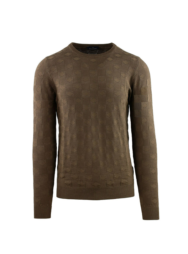 CREW NECK WITH CHECK AND DIAMOND PATTERN