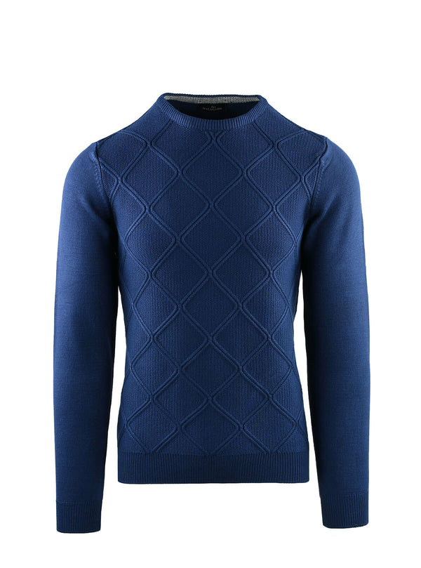 CREW NECK WITH DOUBLE RHOMBUS PATTERN AND RICE GRAIN