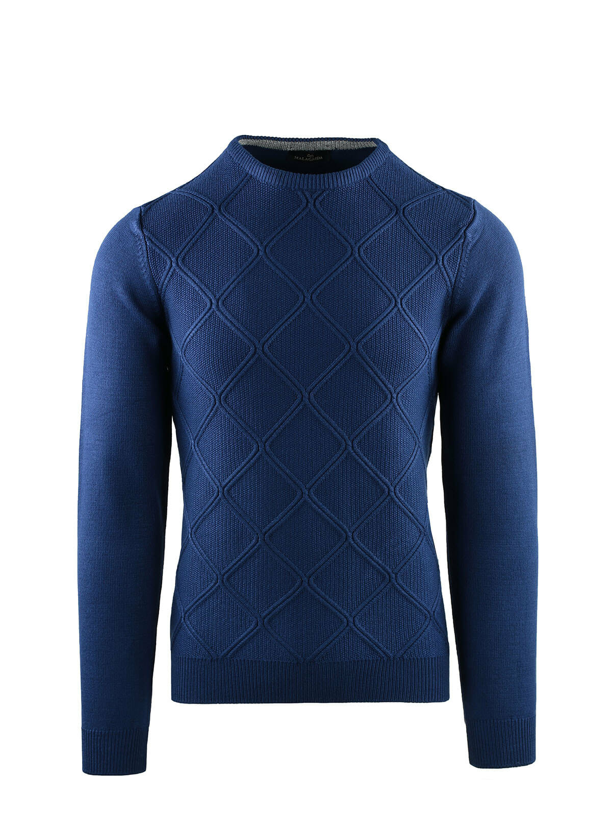 CREW NECK WITH DOUBLE RHOMBUS PATTERN AND RICE GRAIN