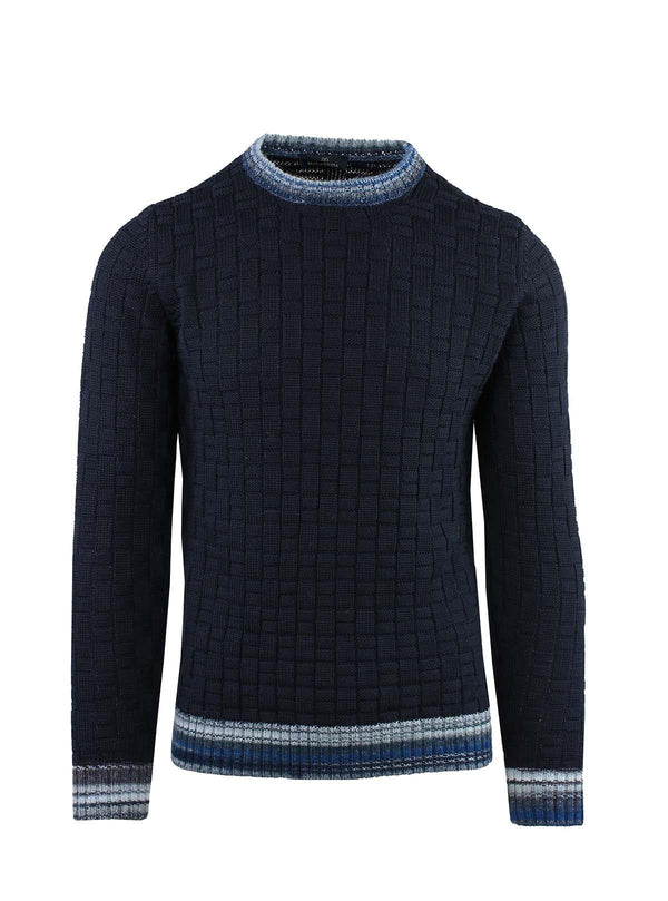 CREW NECK WITH CHECKED PATTERN AND PRINTED RUFFLES