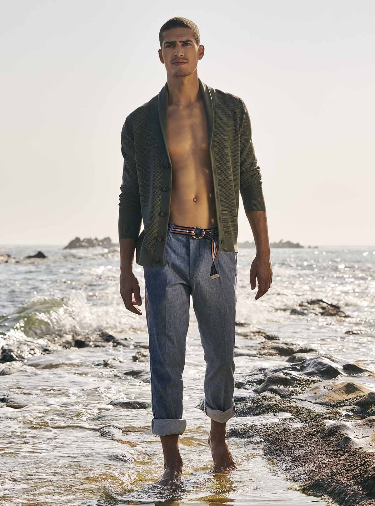 MELANGE WEAVE FABRIC PANTS