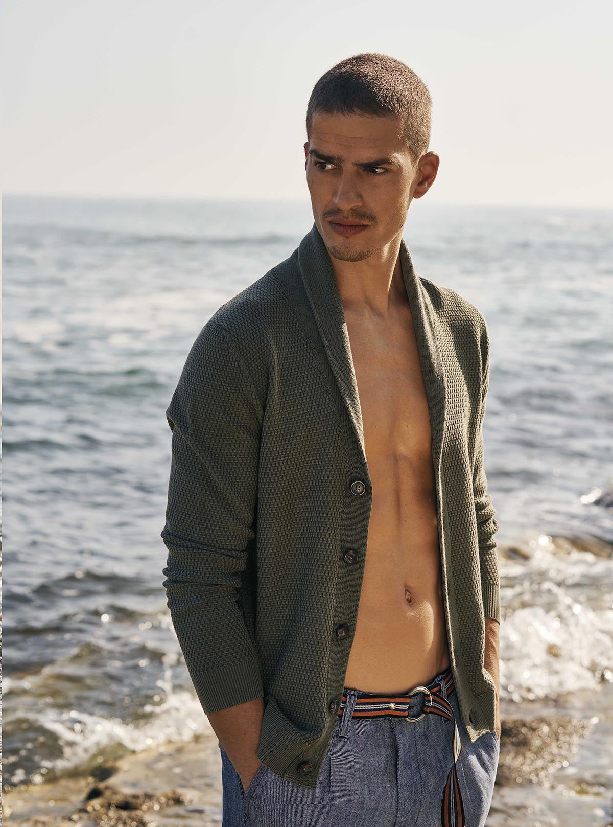 SHAWL COLLAR CARDIGAN WITH TEXTURED KNIT