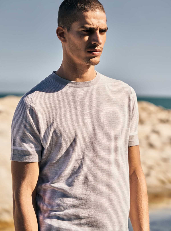 STRIPED SHORT SLEEVE CREW NECK