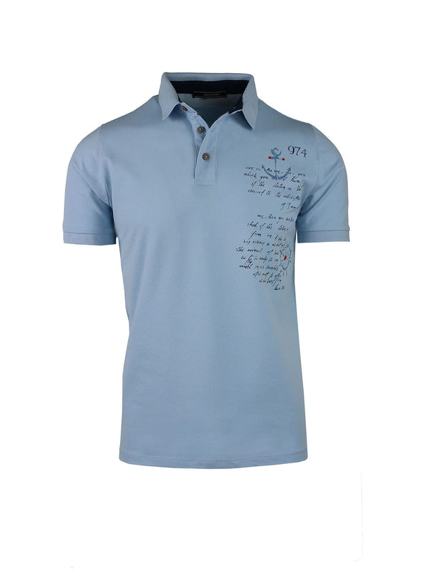 SHORT SLEEVE POLO IN PIQUET WITH ANCHOR AND HELM PRINT