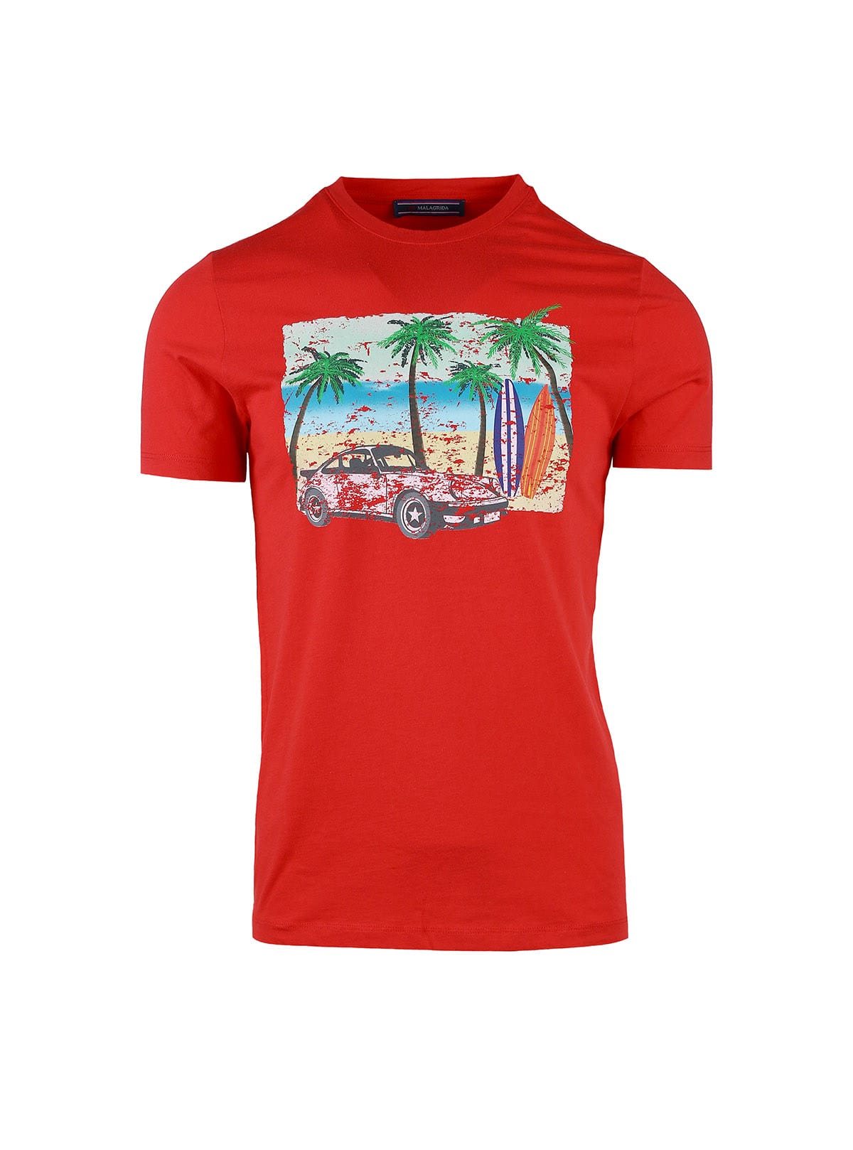 T-SHIRT WITH SURF AND PALM PRINT