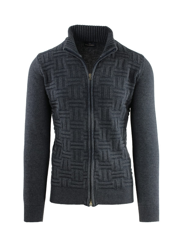 FULL ZIP RIBBED STONE WASHED